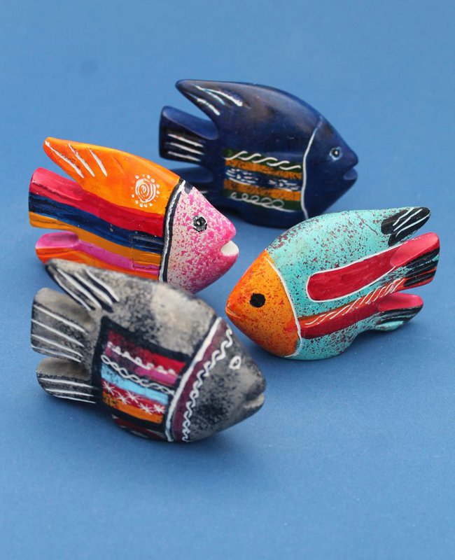 Großer bunter Fisch - Speckstein