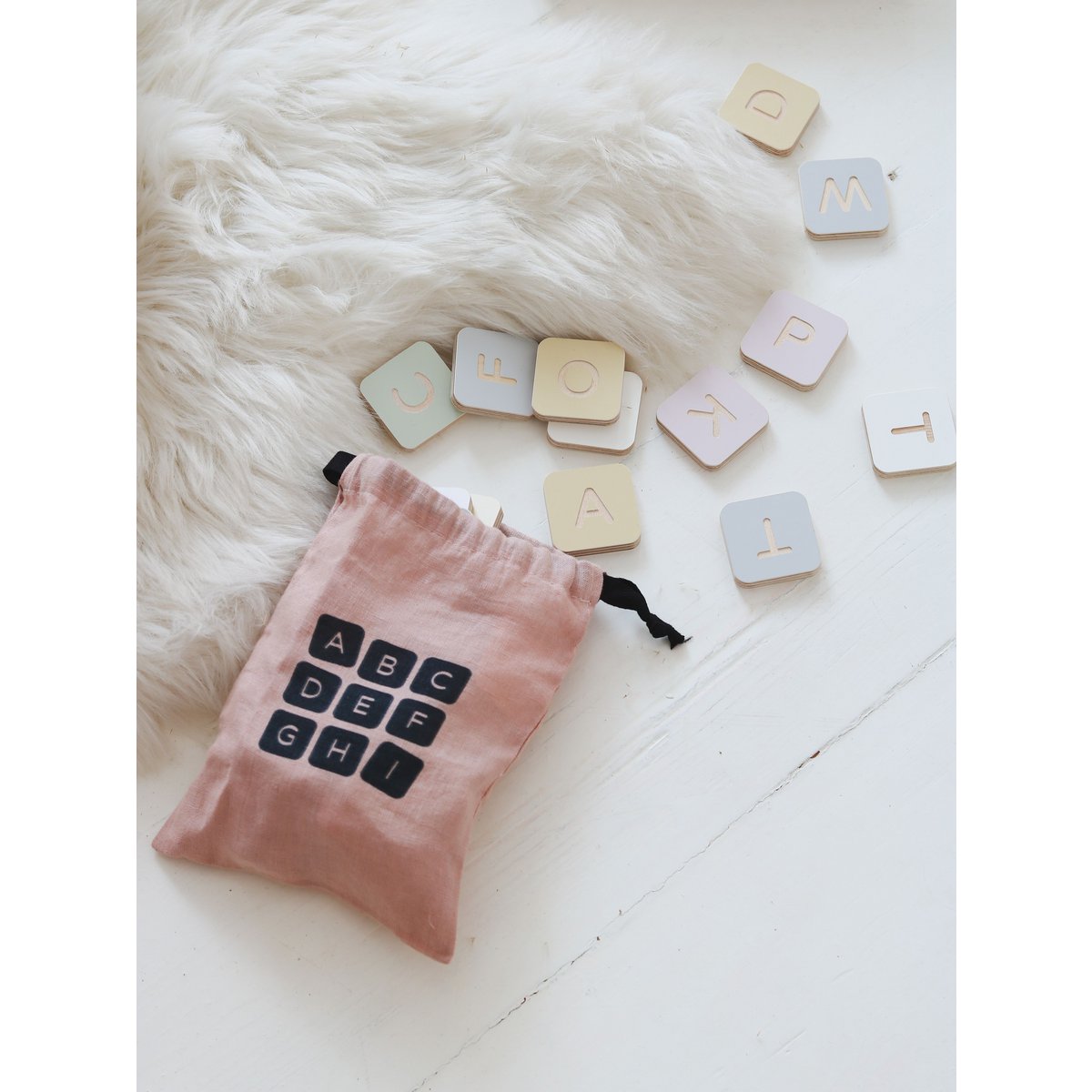 Colorful alphabet, wooden blocks, learning toy