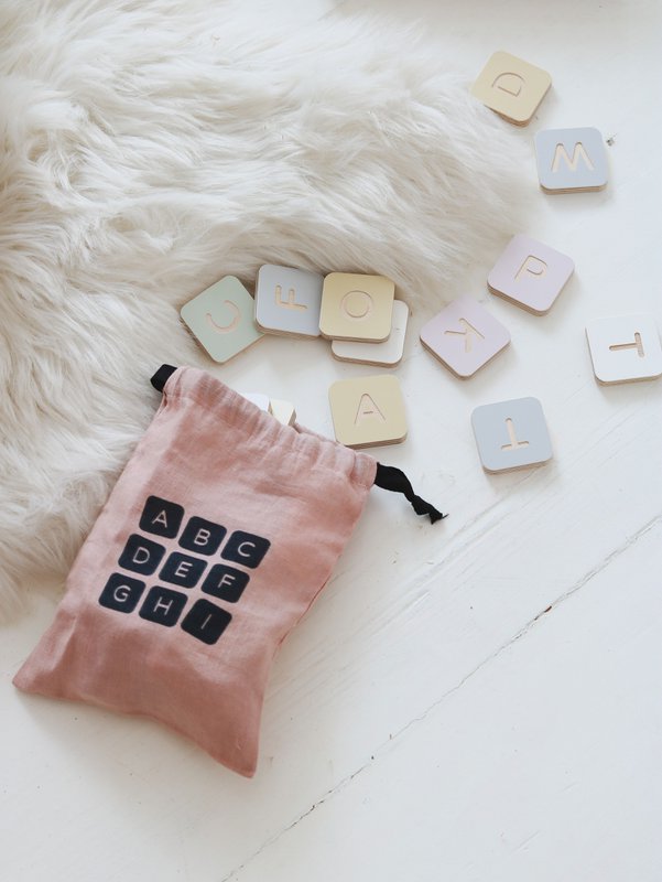 Colorful alphabet, wooden blocks, learning toy