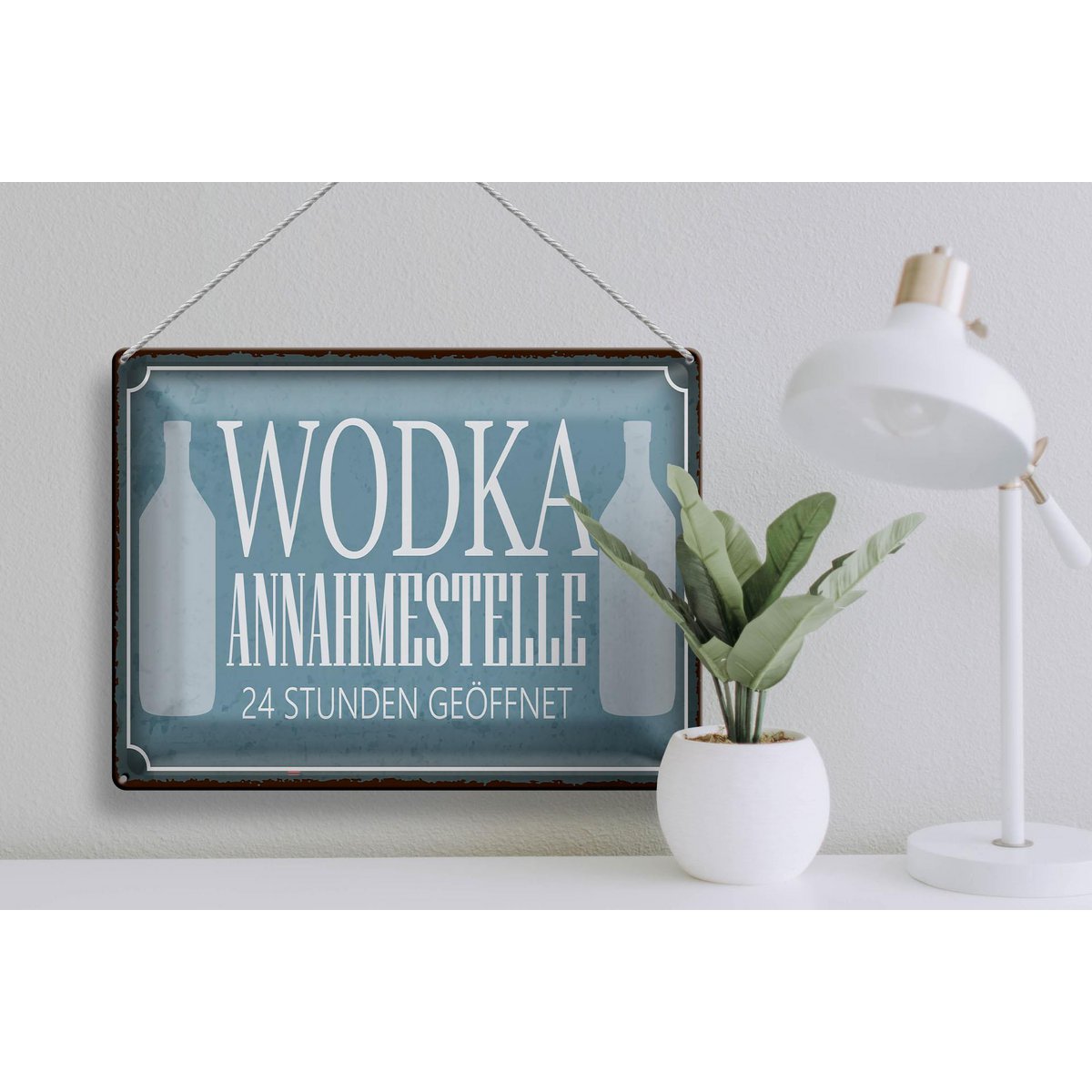Tin sign saying 40x30cm Vodka acceptance point 24 hours