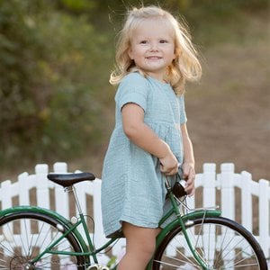 OrganicEra Bio-Musselin-Kurzarmkleid mit Glitzer, Aqua
