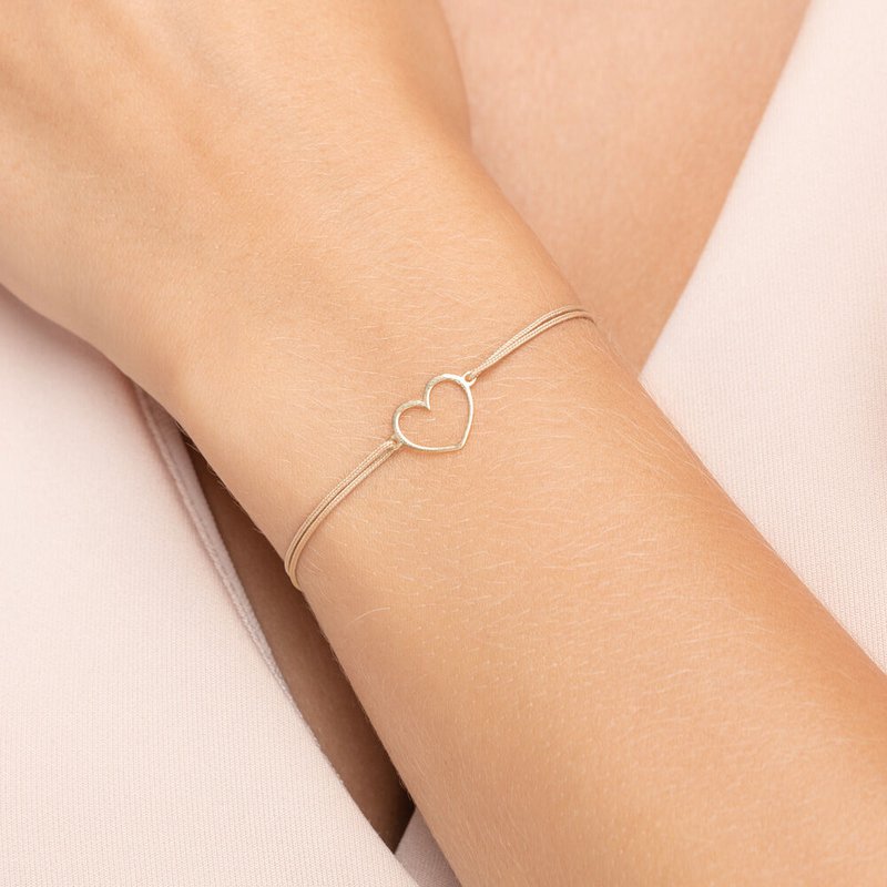 Bracciale portafortuna CUORE GENERE, oro giallo 14 K, beige