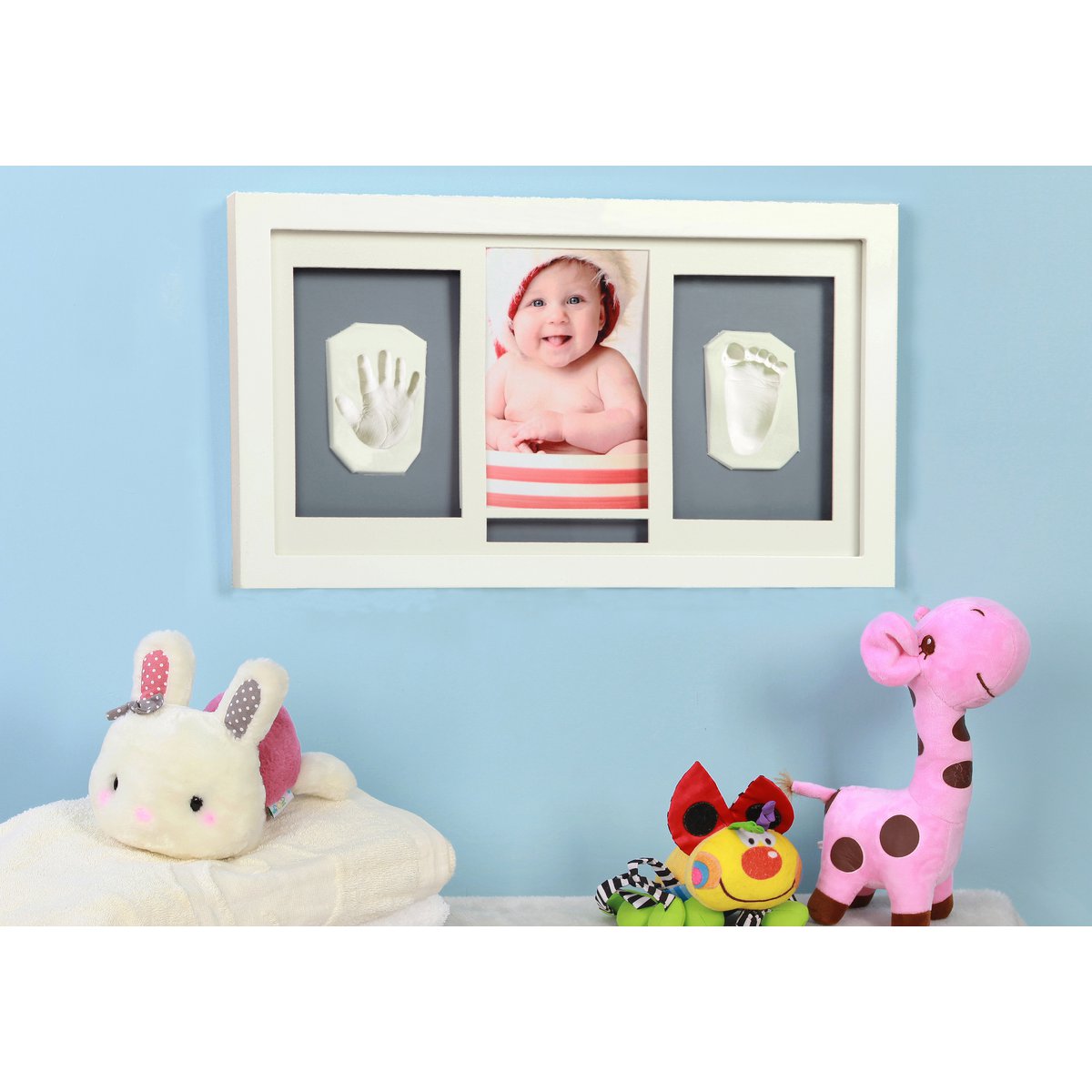 Adora Horizontal Frame – Photo & 2 Baby Hand/Footprints, Large