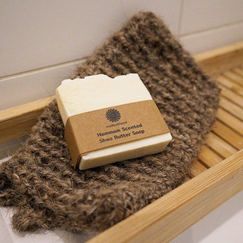 Badhandschoen van geitenhaar met Shea Butter Soap