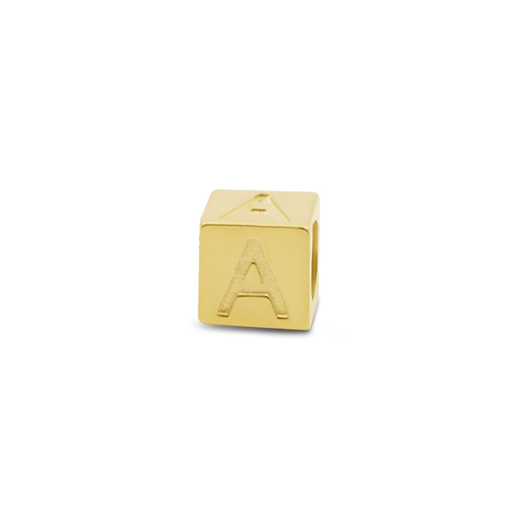 Neuer Bling 9NBG-912A Goldwürfel mit Buchstabe A – 3,8 mm – Anhänger – 14 Karat – Gold
