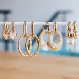 Ørering i rustfrit stål med harpiksdråbe – blandet/guld