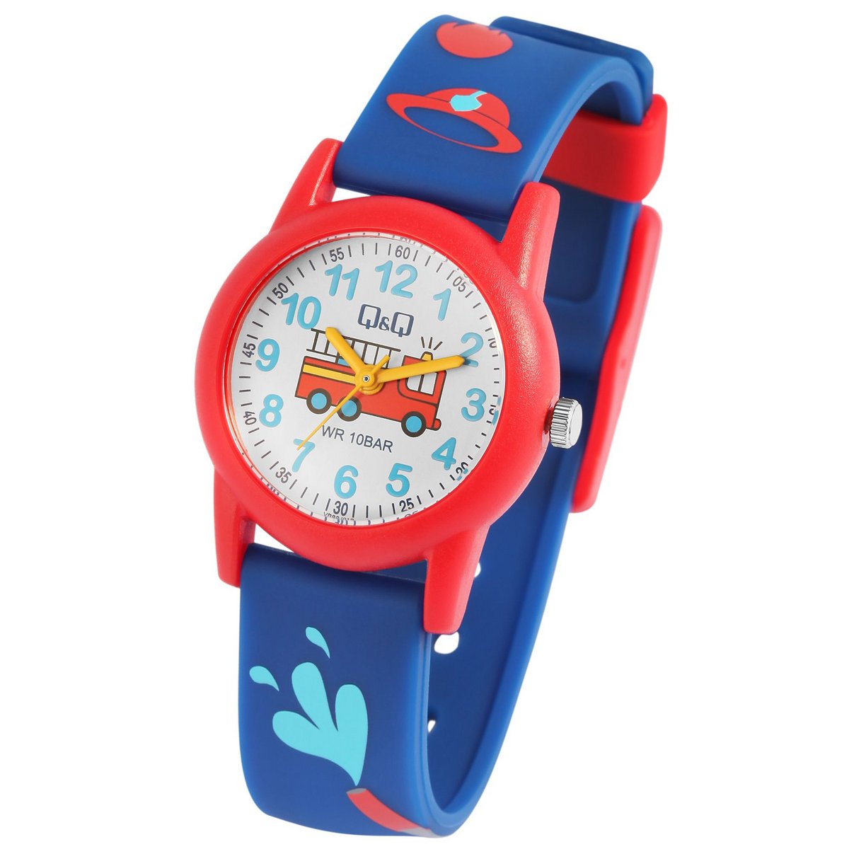 Montre pour enfants Q&Q "Fire Department", bracelet en résine, 10 ATM