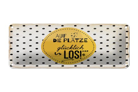 Blikken bord met de tekst 27x10 cm Get ready, happy, decoratief bord