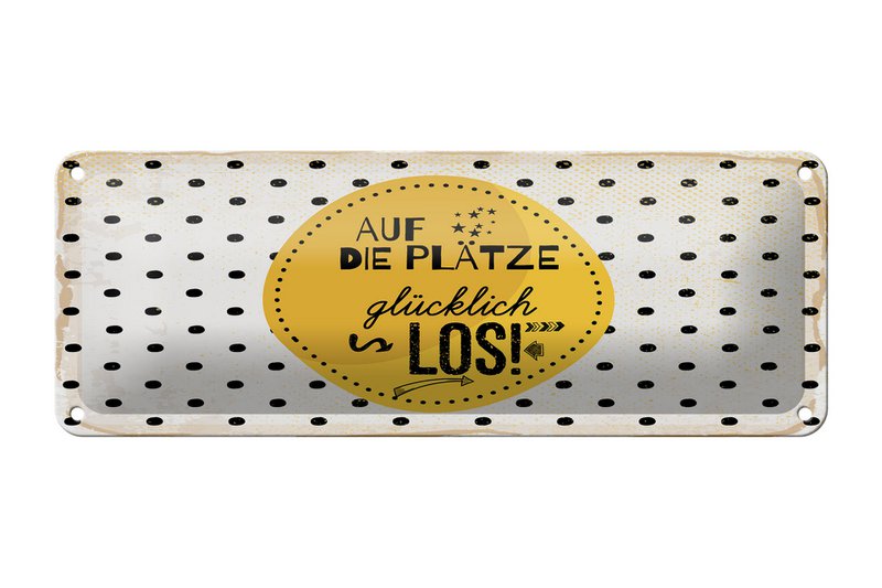 Tin sign saying 27x10 cm Get ready, happy, decorative sign