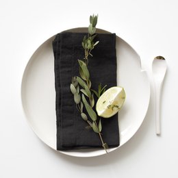 Black Linen Napkins Set of 2