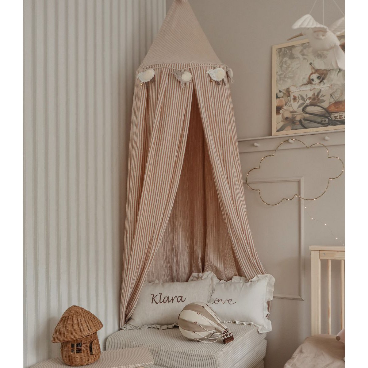 Beige Stripes  - Bed canopy