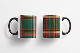 Mug Céramique Tartan 325ml - CARRÉS VERTS/ROUGES