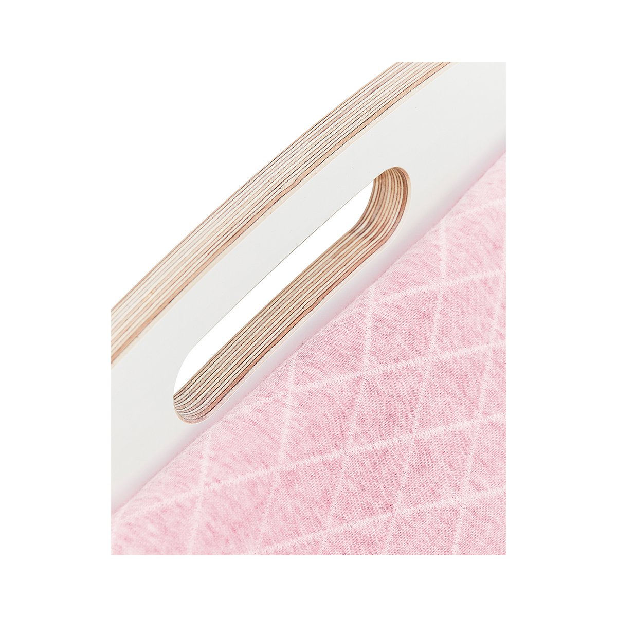 Babywippe Holz weiß, Stoff rosa