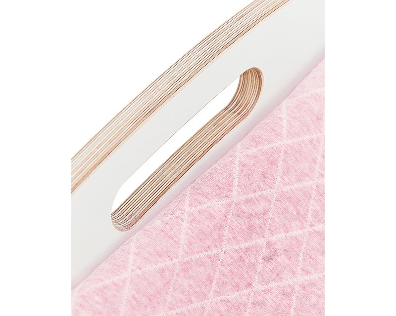 Babywippe Holz weiß, Stoff rosa