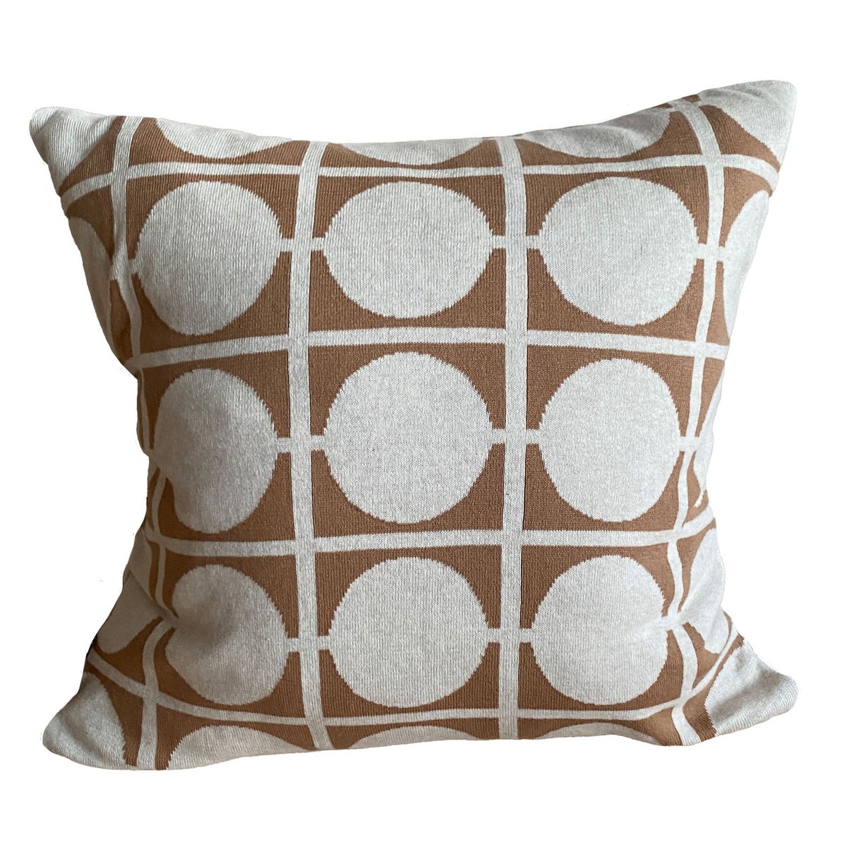 Don Pillow-Cover Brown, Soft Jacquard Cotton Knit