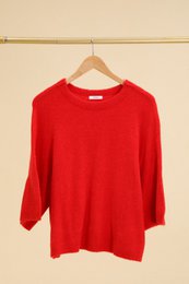 Pull col rond manches raglan 3/4 en alpaga et laine