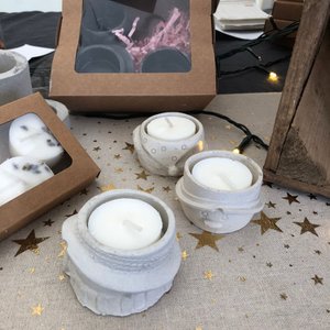 Christmas tea light holders snowman | concrete | 3 pieces