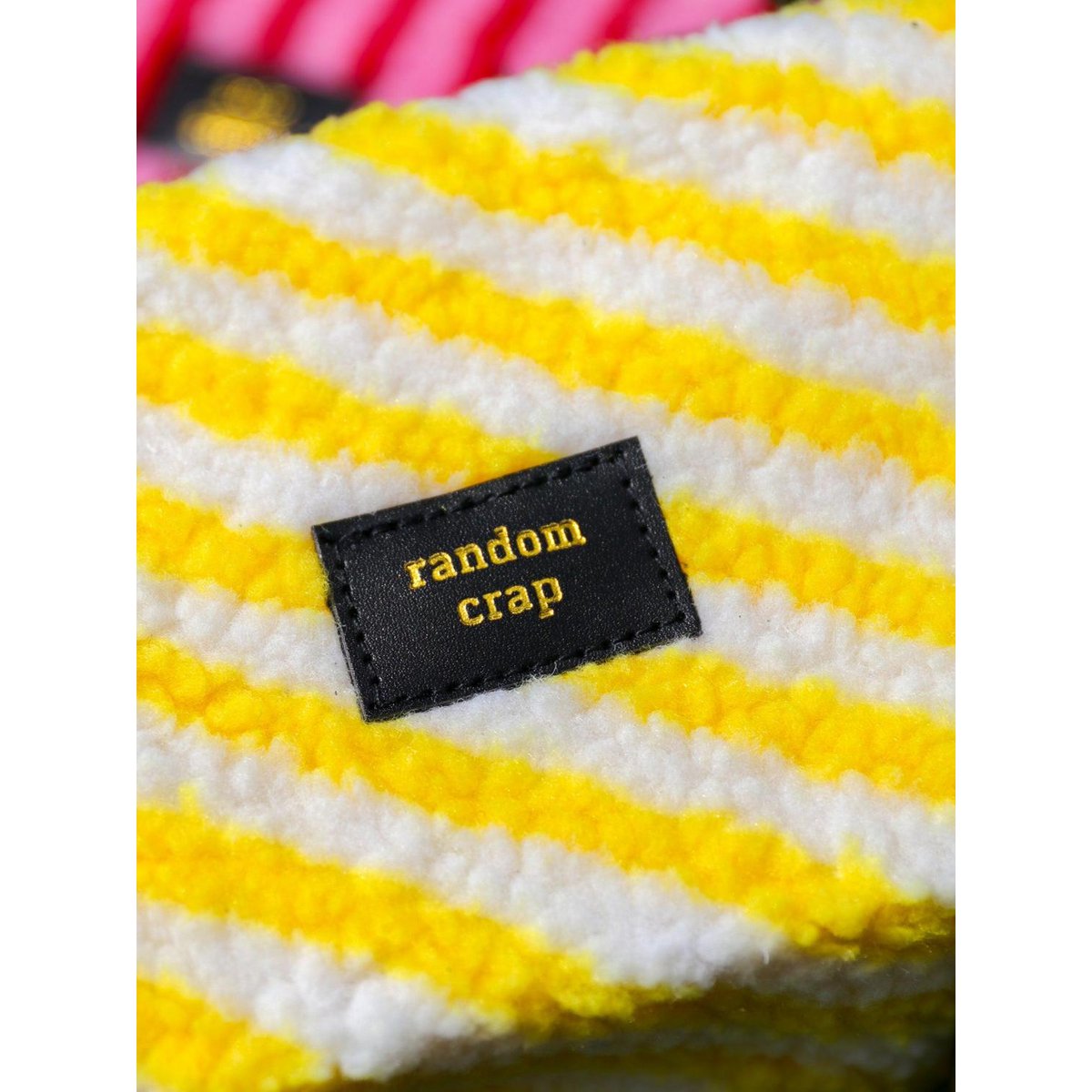 Sac Random merde jaune blanc à rayures en tissu peluche