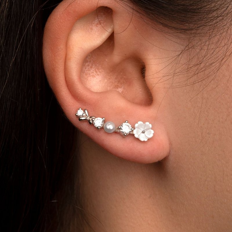 Alya flower climbing earring