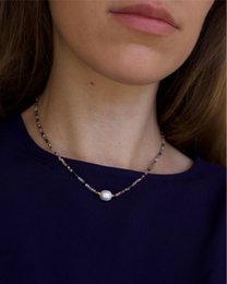 Tee - Tourmaline Crystal Necklace with Pearl