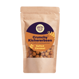 Crunchy roasted chickpeas with a delicious salted caramel flavor. High in protein and fiber, perfect for a healthy snack.