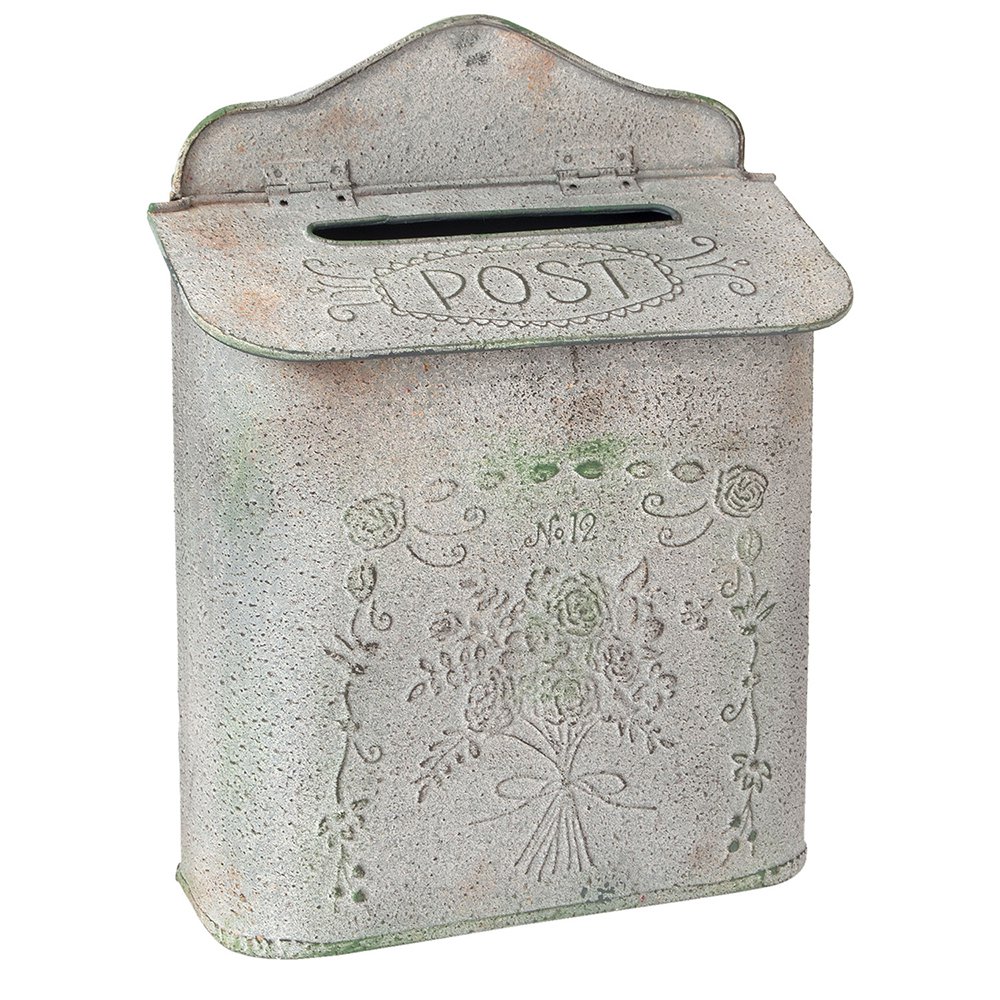 Letterbox 26x10x35 cm graue Eisenblüten Wandbriefbox