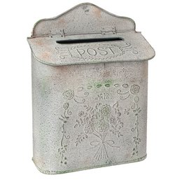 Letterbox 26x10x35 cm graue Eisenblüten Wandbriefbox