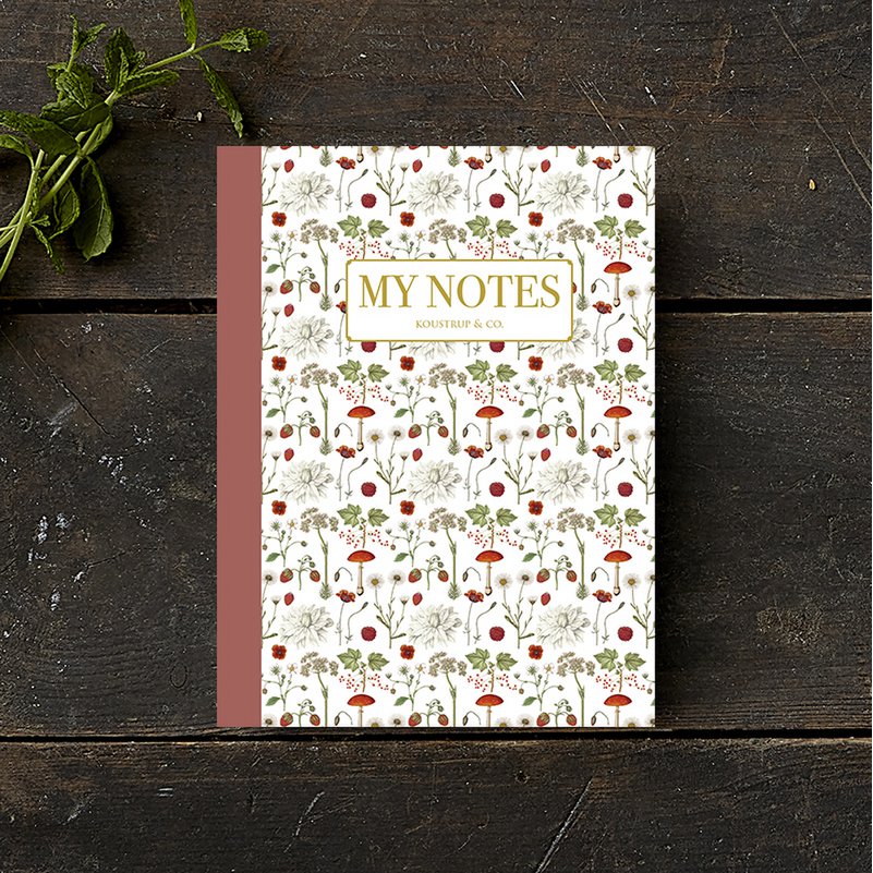 Note Booklet - Red floral pattern