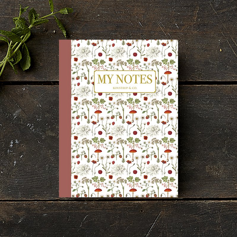 Note Booklet - Red floral pattern