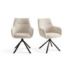 Swivel - Dining room chairs with armrest set of 2 - Olivia - Beige - Fabric