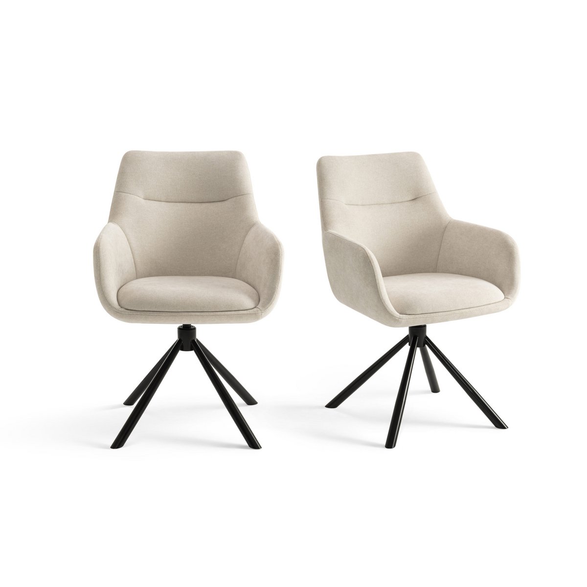 Draaibare - Eetkamerstoelen met armleuning set van 2 - Olivia - Beige - Stof