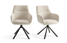Drejelig - Spisestuestole med armlæn sæt af 2 - Olivia - Beige - Stof