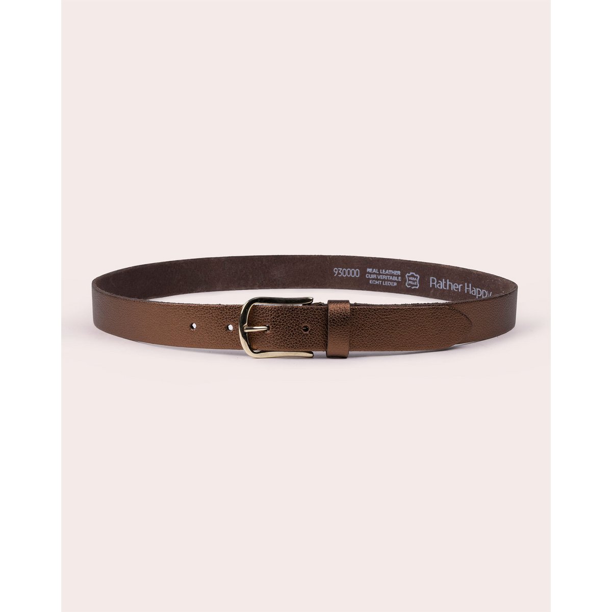 ELLE | Pebbled Leather Belt with Shiny Structured Buckle