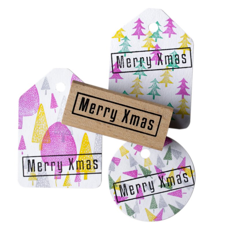 Merry Xmas stempel met kader
