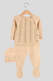 Blé Open Side 3 Pieces Tricoted Baby Set 0620b
