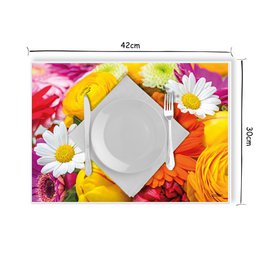 Artipics dækkeservietter vaskbart sæt med 4 Flower Power dækkeservietter plastik 42x30 cm dækkeservietter dækkeservietter dekorative dækkeservietter køkken, spiseplads, gæster, indendørs, udendørs