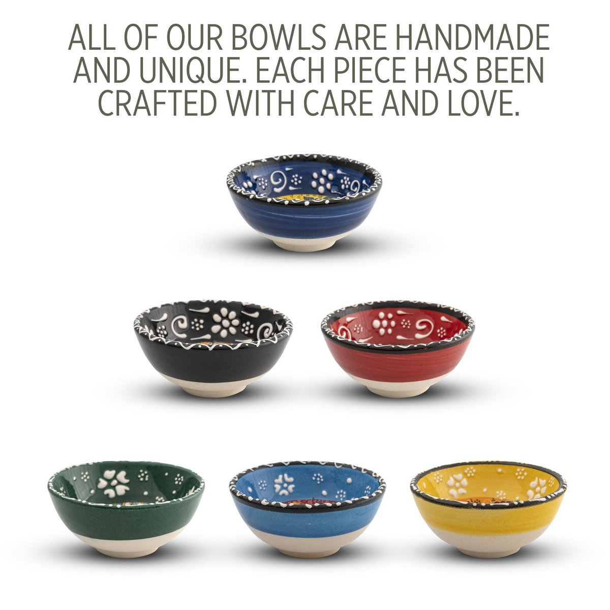 Kleine decoratieve keramische kommen set van 6, Mexicaanse stijl 8 cm