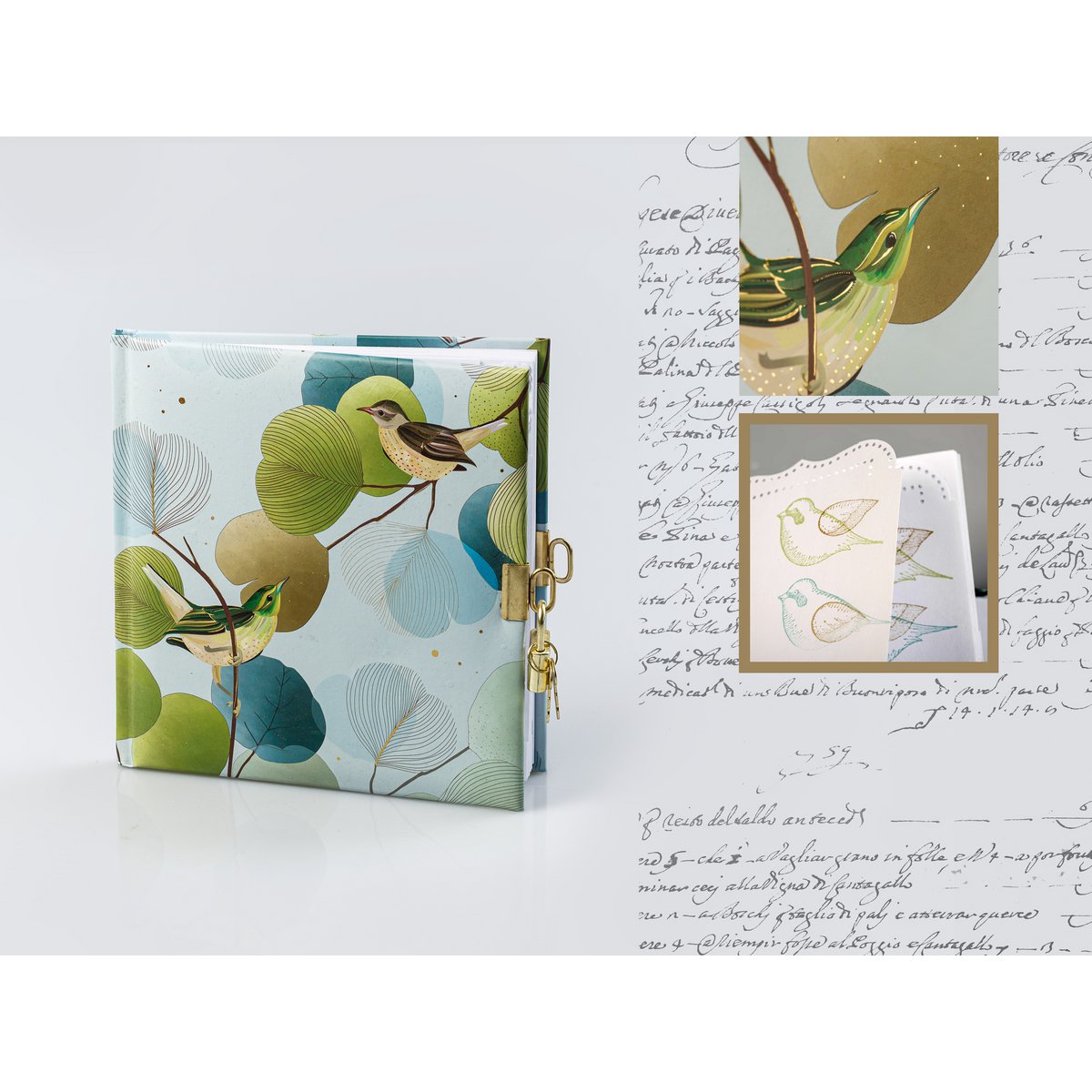Ginkgo Bird Diary : petit livre de pensées, secrets, souvenirs et rêves, journal de gratitude, carnet de croquis cartonné, livre de poésie