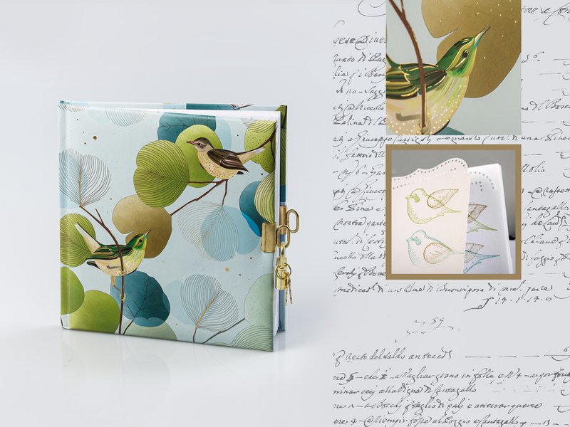 Ginkgo Bird Diary: lille bog med tanker, hemmeligheder, minder og drømme, taknemmelighedsjournal, indbundet skitsebog, poesibog
