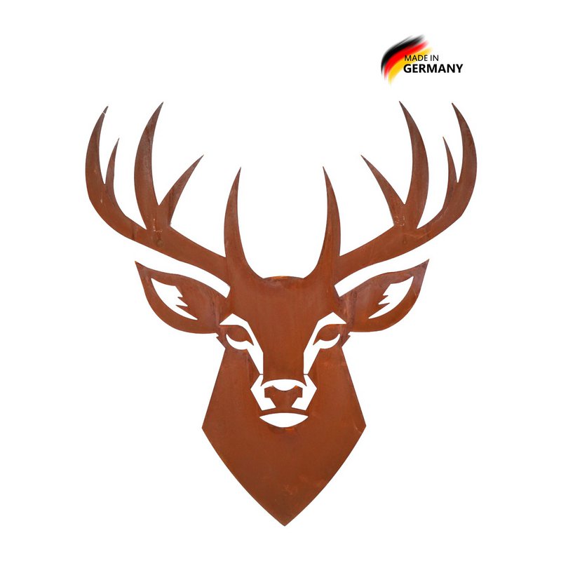 Wandbild Hirsch Marco aus Edelrost in Cortenstahl-Optik