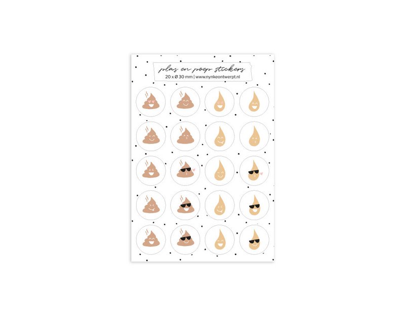 Stickervel A5 | Zindelijkheid | Plassie en poepie | 20 stuks