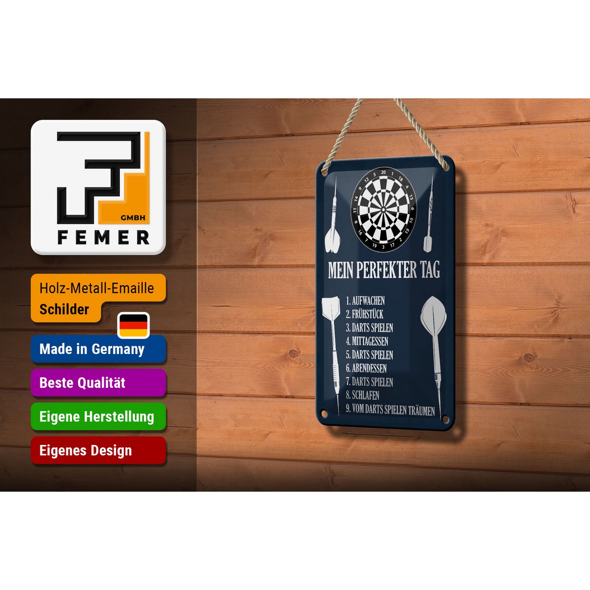 Tin sign saying 12x18cm my perfect day darts games decoration