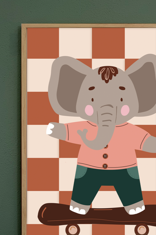 Plakat børneværelse elefant ollie