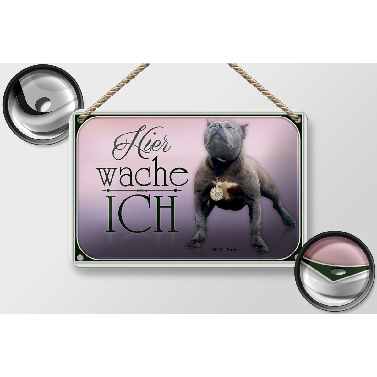 Tin sign dog 18x12cm Pit Bull Terrier here I guard decoration