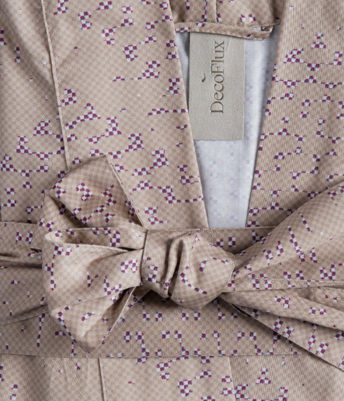 Bademantel Kimono Mesh Beige