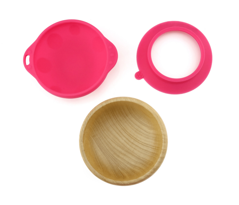 Haakaa Wood bowl with lid and suction cup