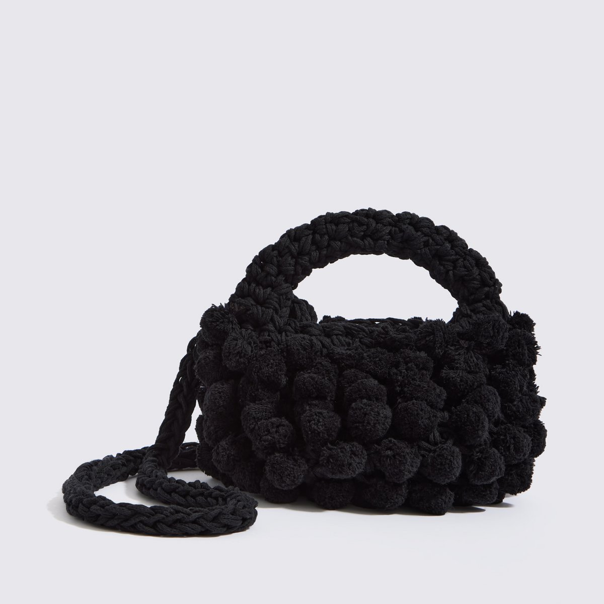 ¨ half Moon ”Pom Pom Pom Borse con cinturino a traversa nero
