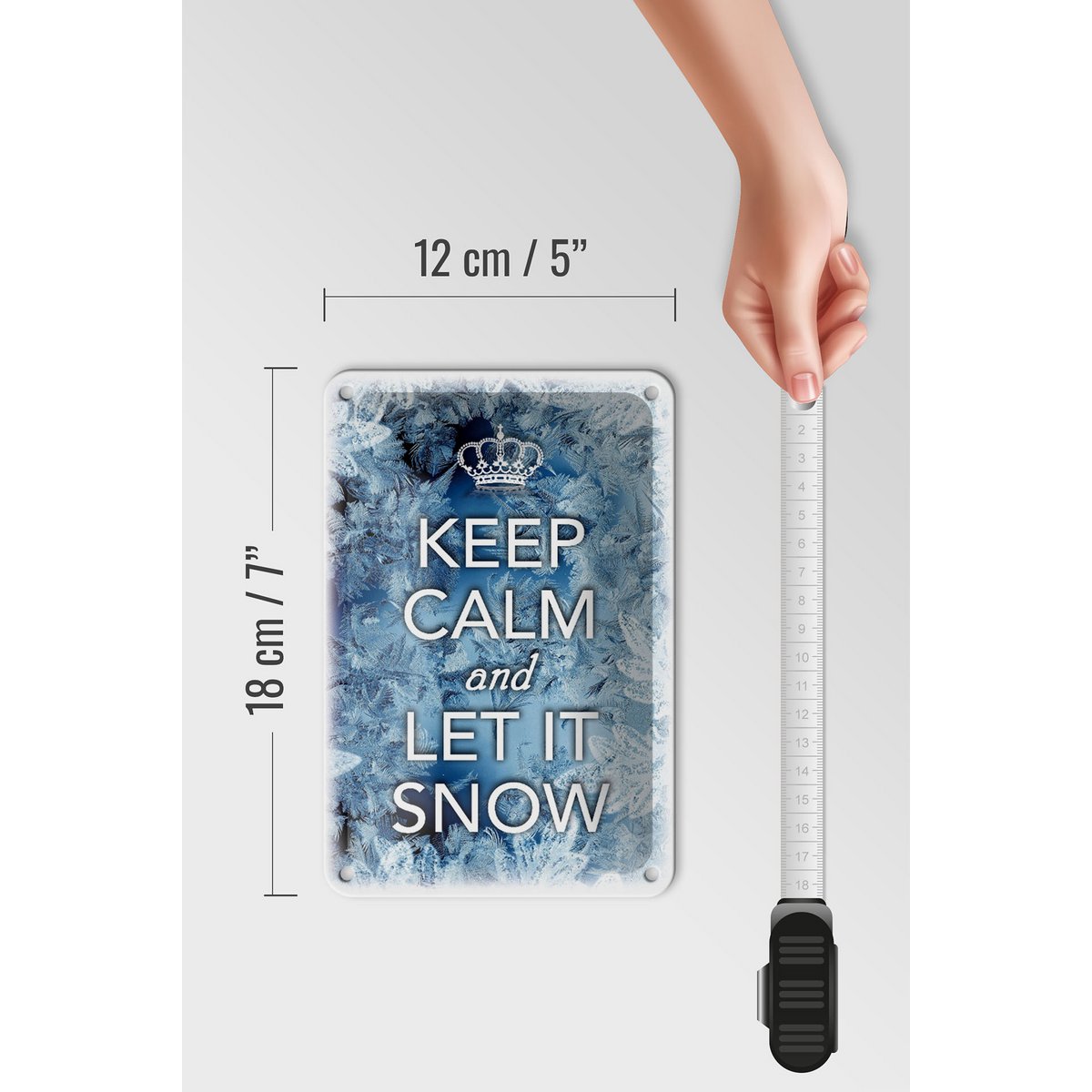 Tin sign saying 12x18cm Keep Calm and let is snow decoration