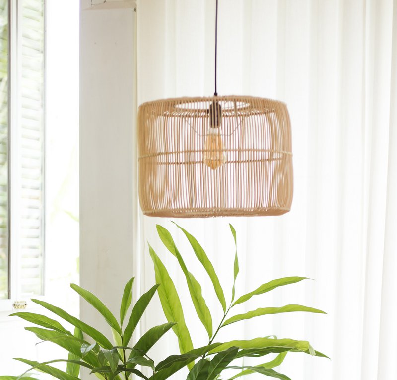 Rattanlampe | Boho Lampenschirm | Pendelleuchte LIKU (2 Größen)