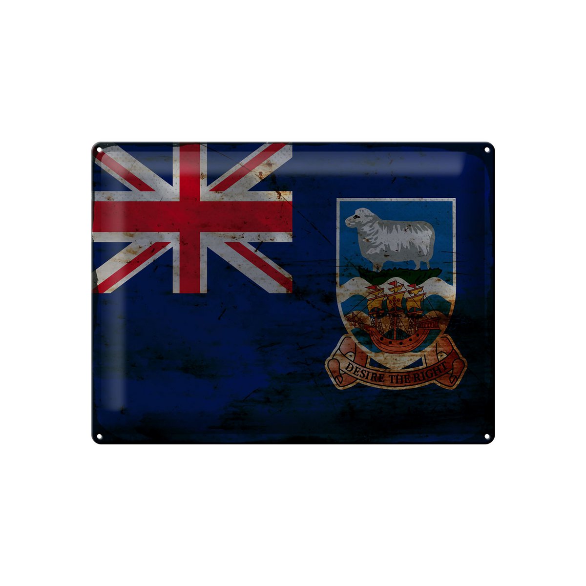 Tin Sign Flag Falkland Islands 40x30cm Flag Rust